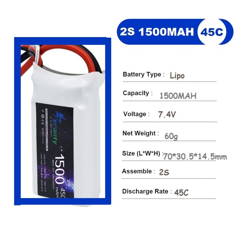 2 قطعة 7.4 فولت يبو 2S بطارية  - مراجعة Drone Rcs وسعره
