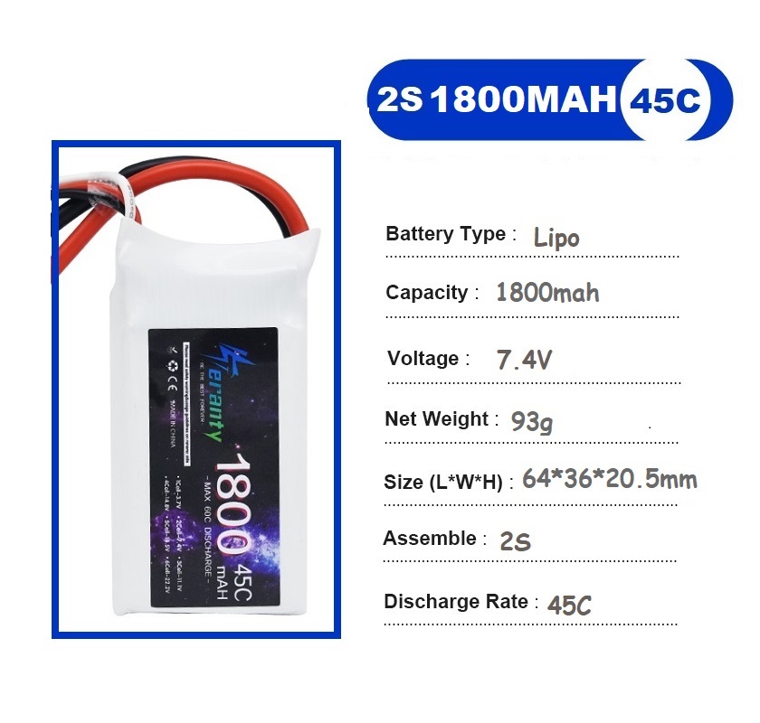2 قطعة 7.4 فولت يبو 2S بطارية  - مراجعة Drone Rcs وسعره