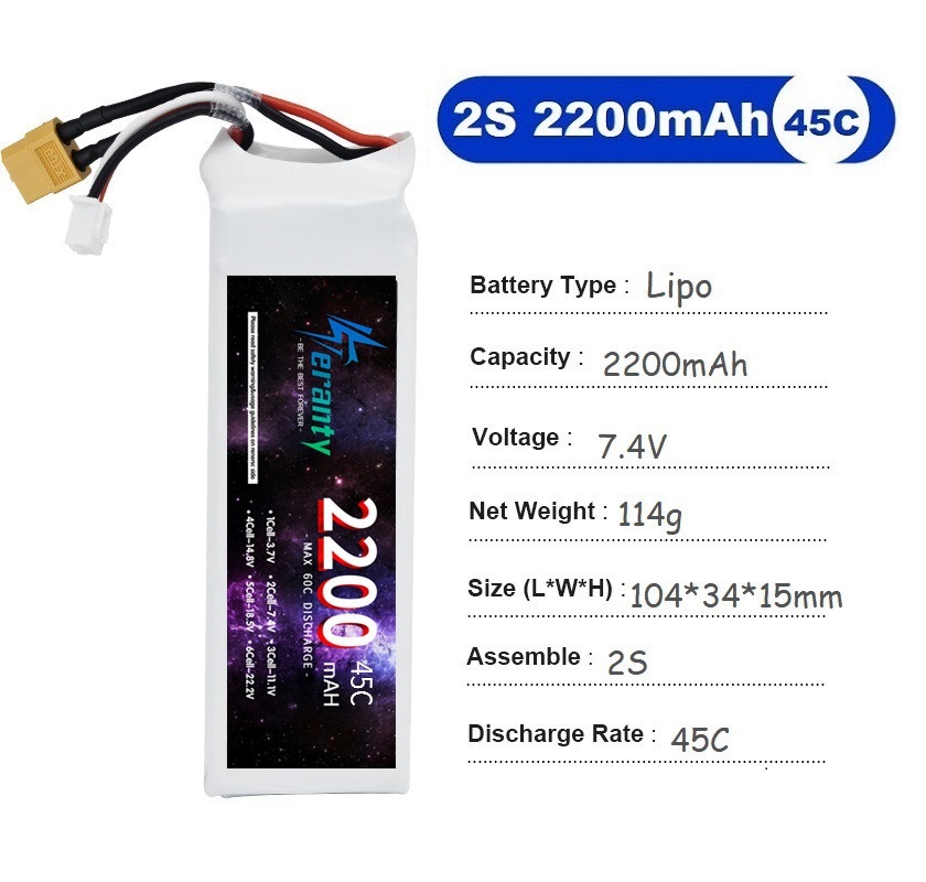 2 قطعة 7.4 فولت يبو 2S بطارية  - مراجعة Drone Rcs وسعره